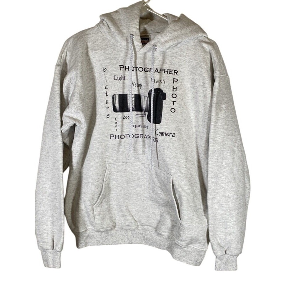 Vintage Hanes photography camera hoodie sweatshirt mens size Small unisex